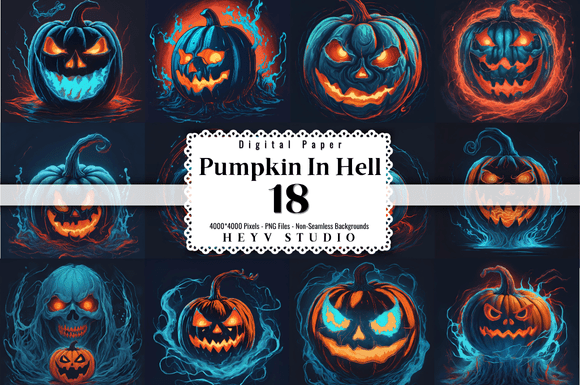 Download 18 Evil Pumpkin Horror Background Bundle - Premium Bundle