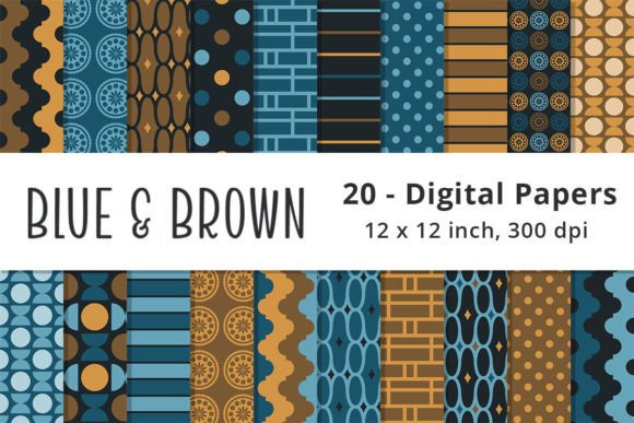 Download Blue and Brown Digital Paper Patterns - Brown digital paper Collection