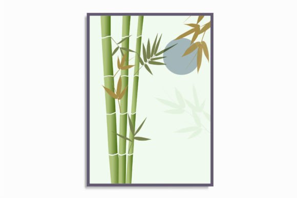 Download Bamboo Leaves and Moon Poster Canvas Art - Moon poster Collection